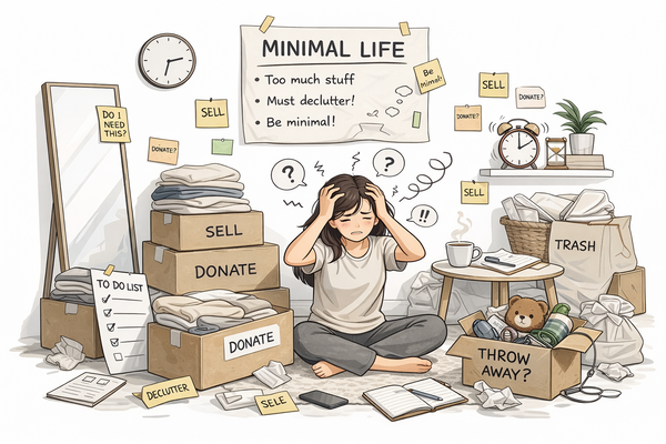 미니멀 라이프 스트레스로 생활이 불편해진 일상 모습