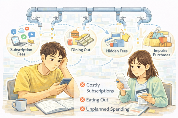 생활비가 새는 구조를 점검하며 지출을 확인하는 모습